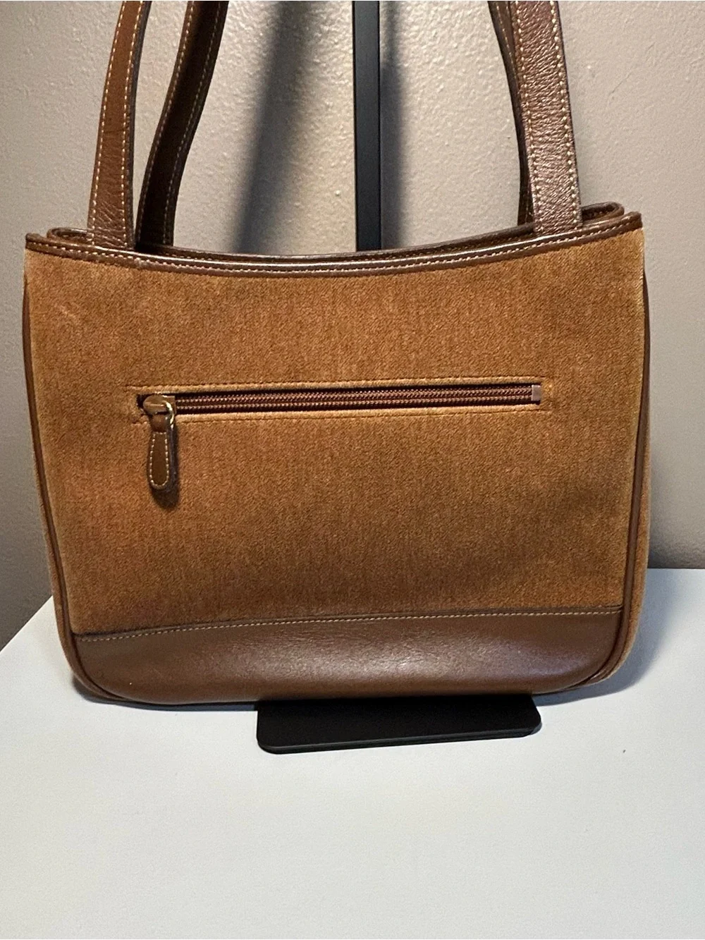 Nina Ricci Velvet Brown Tote Shoulder Bag Gold Hardware